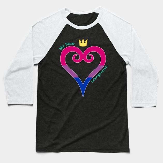 Bi Pride Heart Baseball T-Shirt by The Curio Art Shop